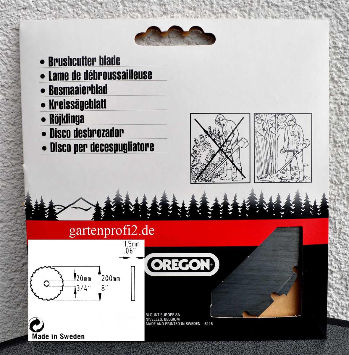 Oregon Meißelzahn-Kreissägeblatt 20mm x 200mm