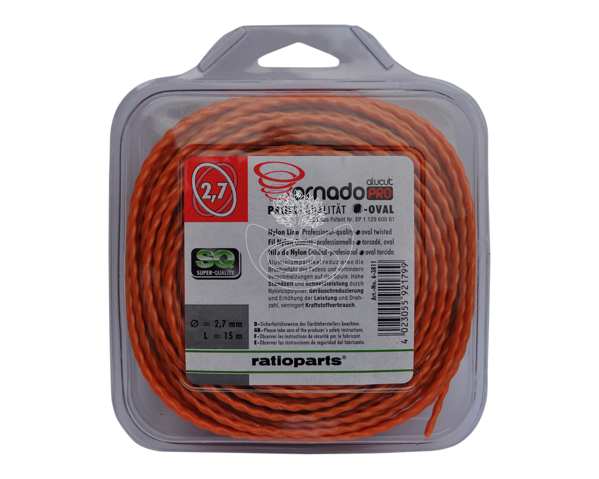 Esche Tornado alucut Pro Profi Qualität Nylon Line Oval Mähfaden 2,7 mm x 15 m
