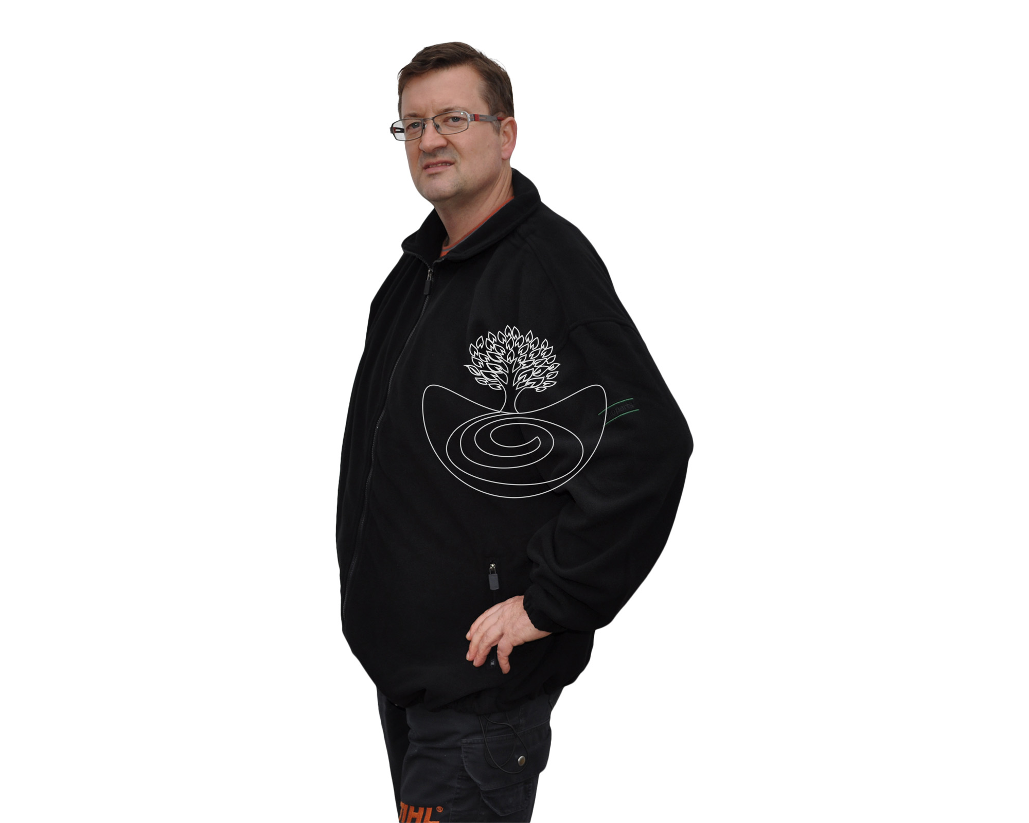 Esche Fleece-Jacke Farbe schwarz Größe XXXL Seitenansicht