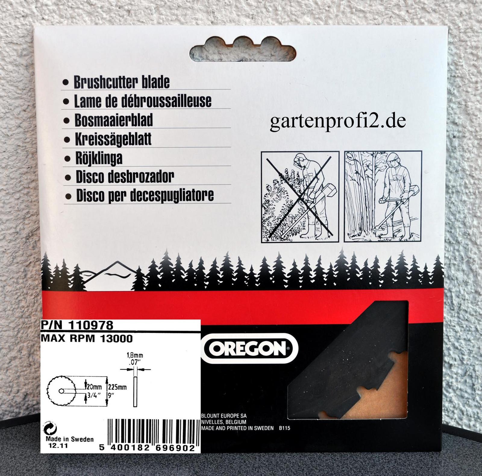 Oregon Meißelzahn-Kreissägeblatt Größe 225mm/20mm oder 225mm/25,4mm
